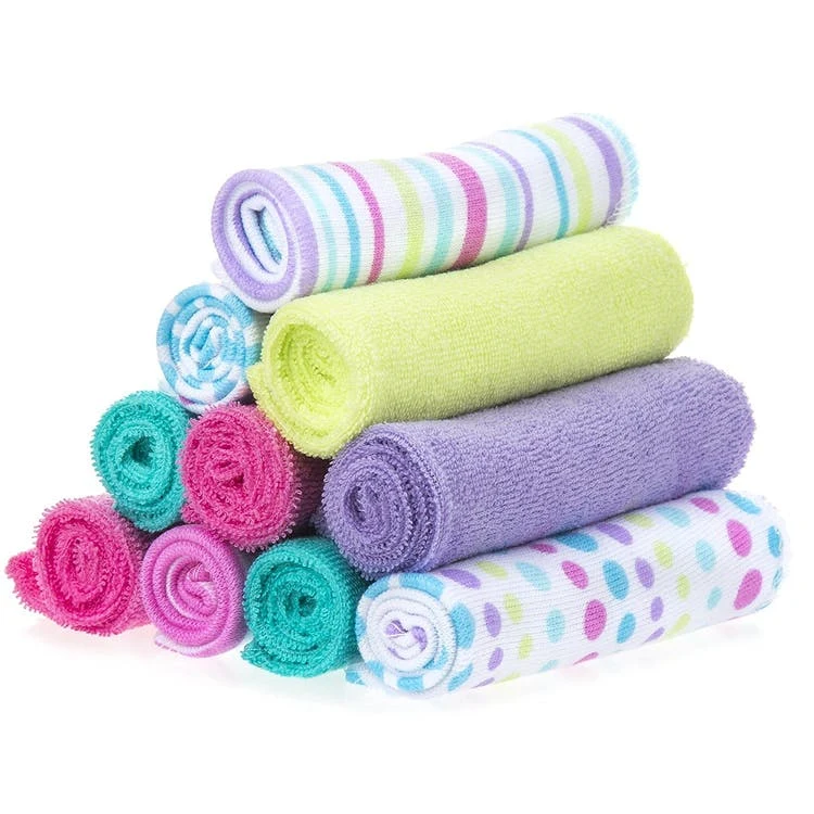 Terry Baby Washcloths - Aqua 10 Pack 1