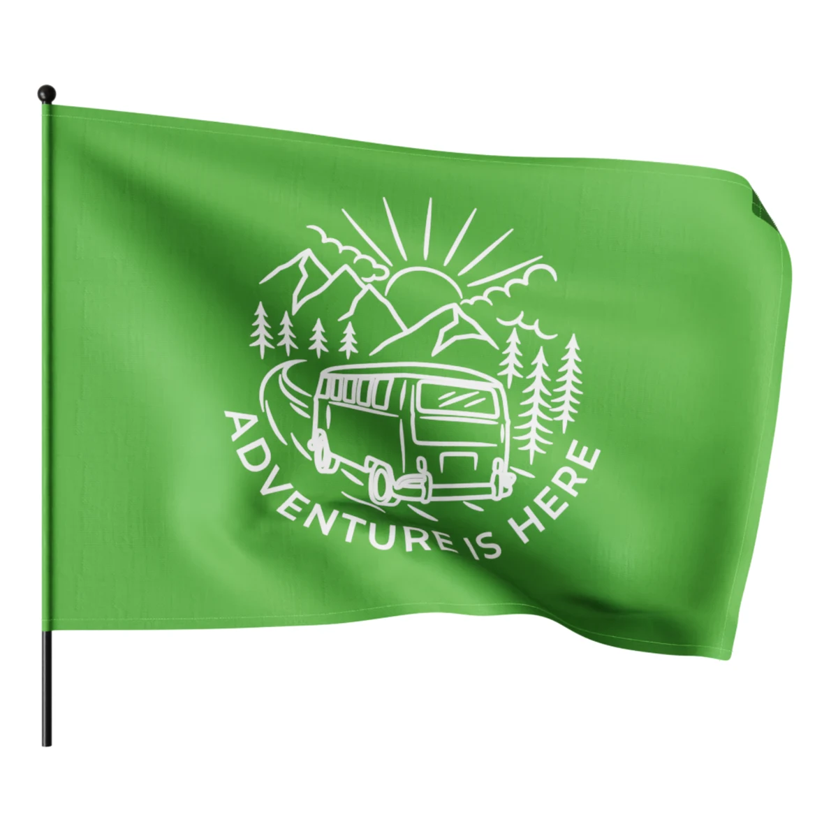 Waving Rally Flag 27.5"x19.5" with 24" Pole 1