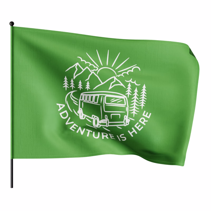 Waving Rally Flag 27.5"x19.5" with 24" Pole