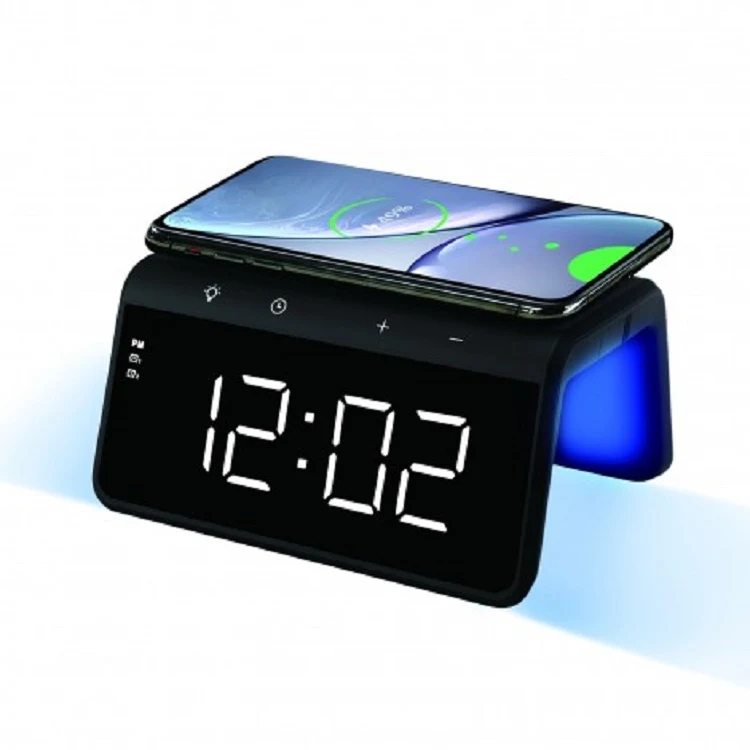 Digital Alarm Clock With Qi Certified 10W Wireless Charger A 1
