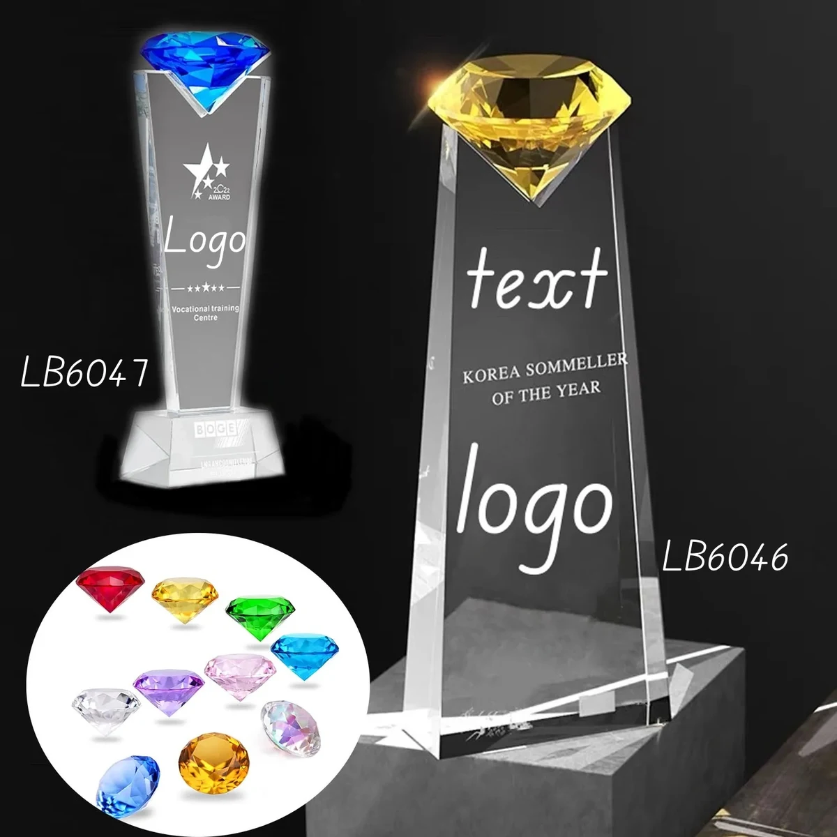 Sparkling Crystal Award Plaque Glass Diamond Trophy 1