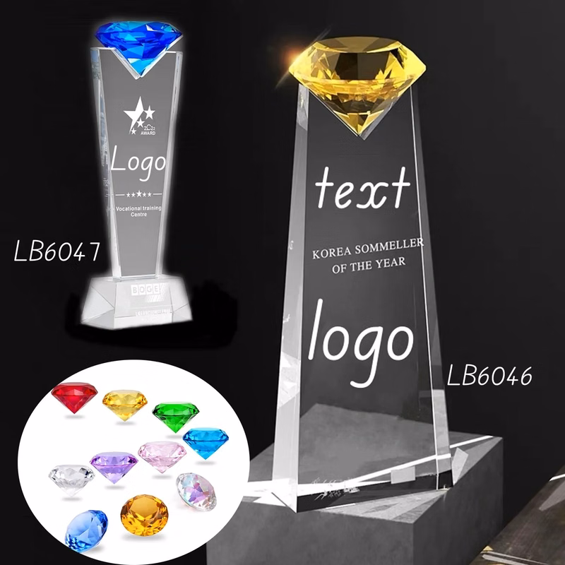 Sparkling Crystal Award Plaque Glass Diamond Trophy