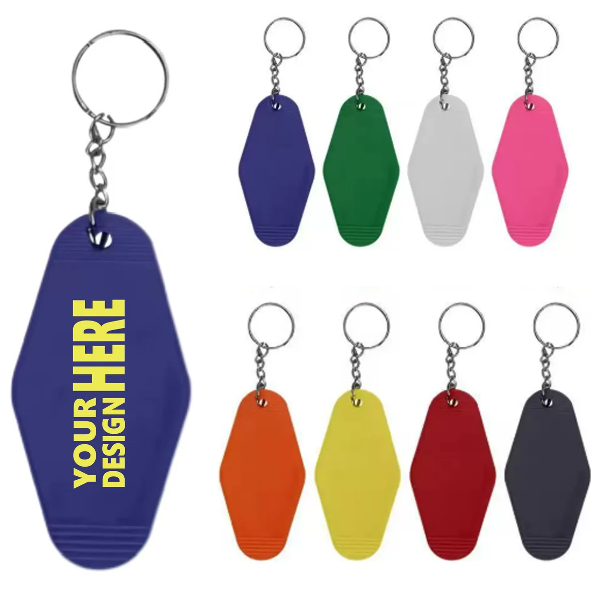 Rhombus-Shaped Plastic Motel Keychain 1
