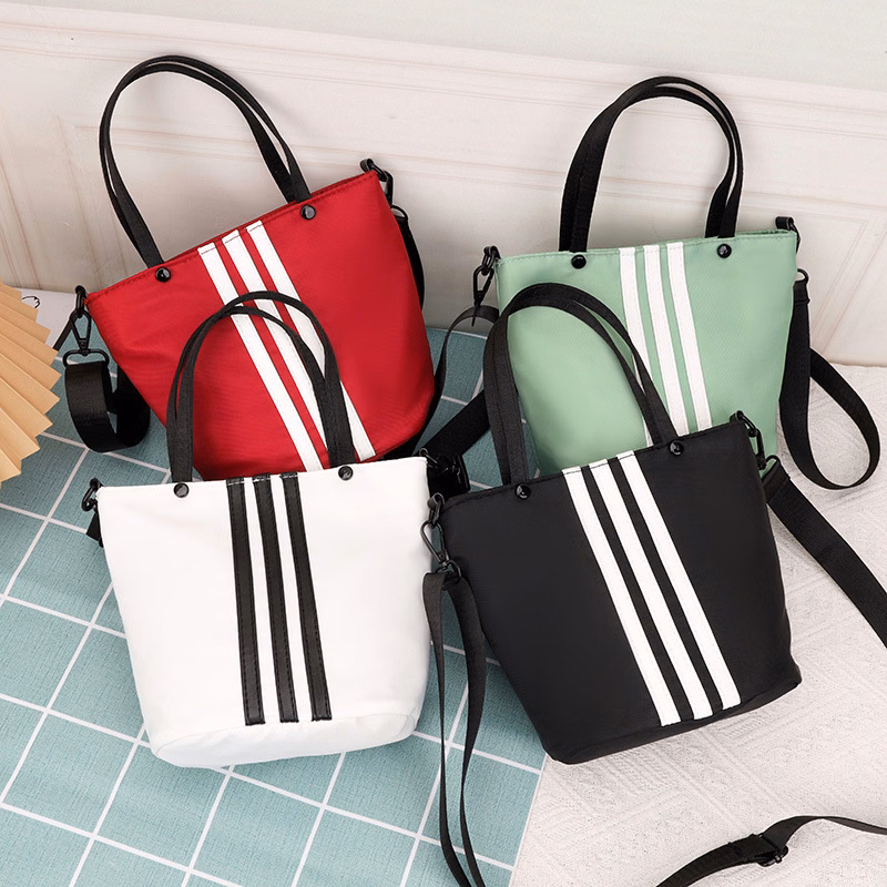 Casual Large Capacity Striped Bucket Tote Bag