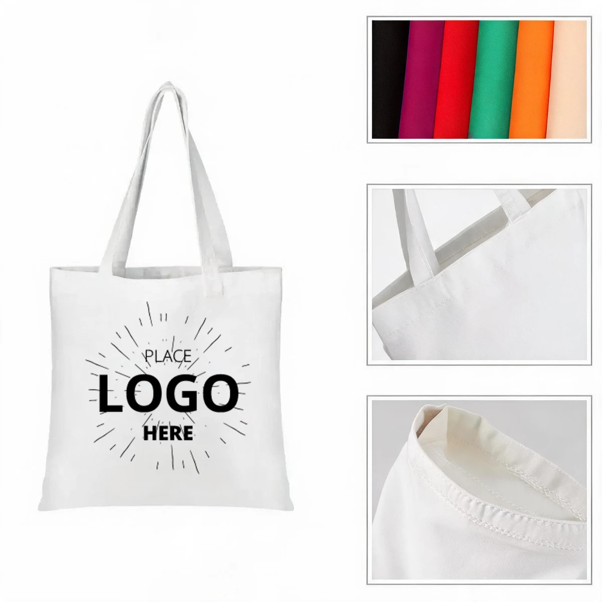 Custom Logo Printed Thick Canvas Tote Bag with Zipper Closure, custom tote bag with logo imprint 1