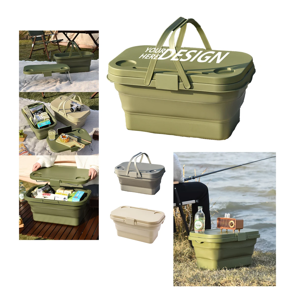 Portable Folding Picnic Hamper with Serving Table 1