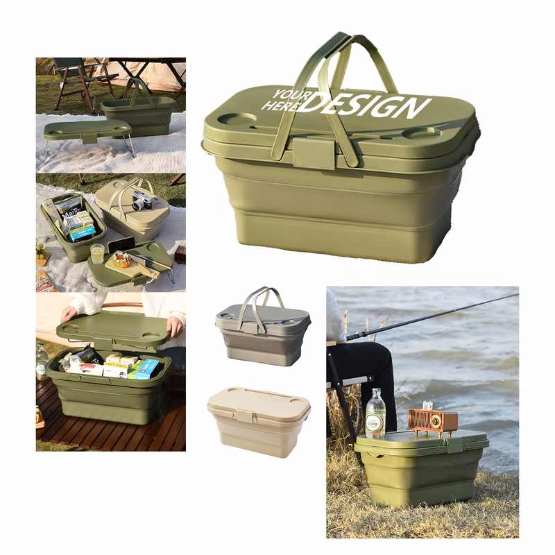Portable Folding Picnic Hamper with Serving Table