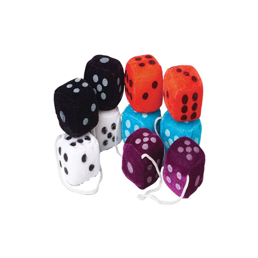 Hanging Plush Dice Pairs - Assorted 1.5" 1