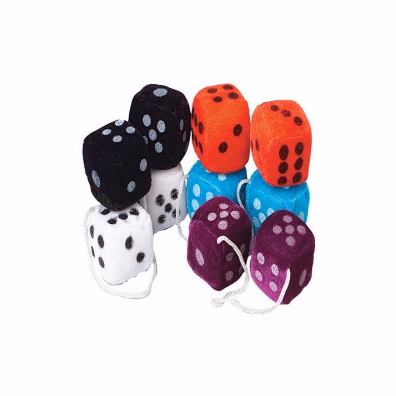 Hanging Plush Dice Pairs - Assorted 1.5"