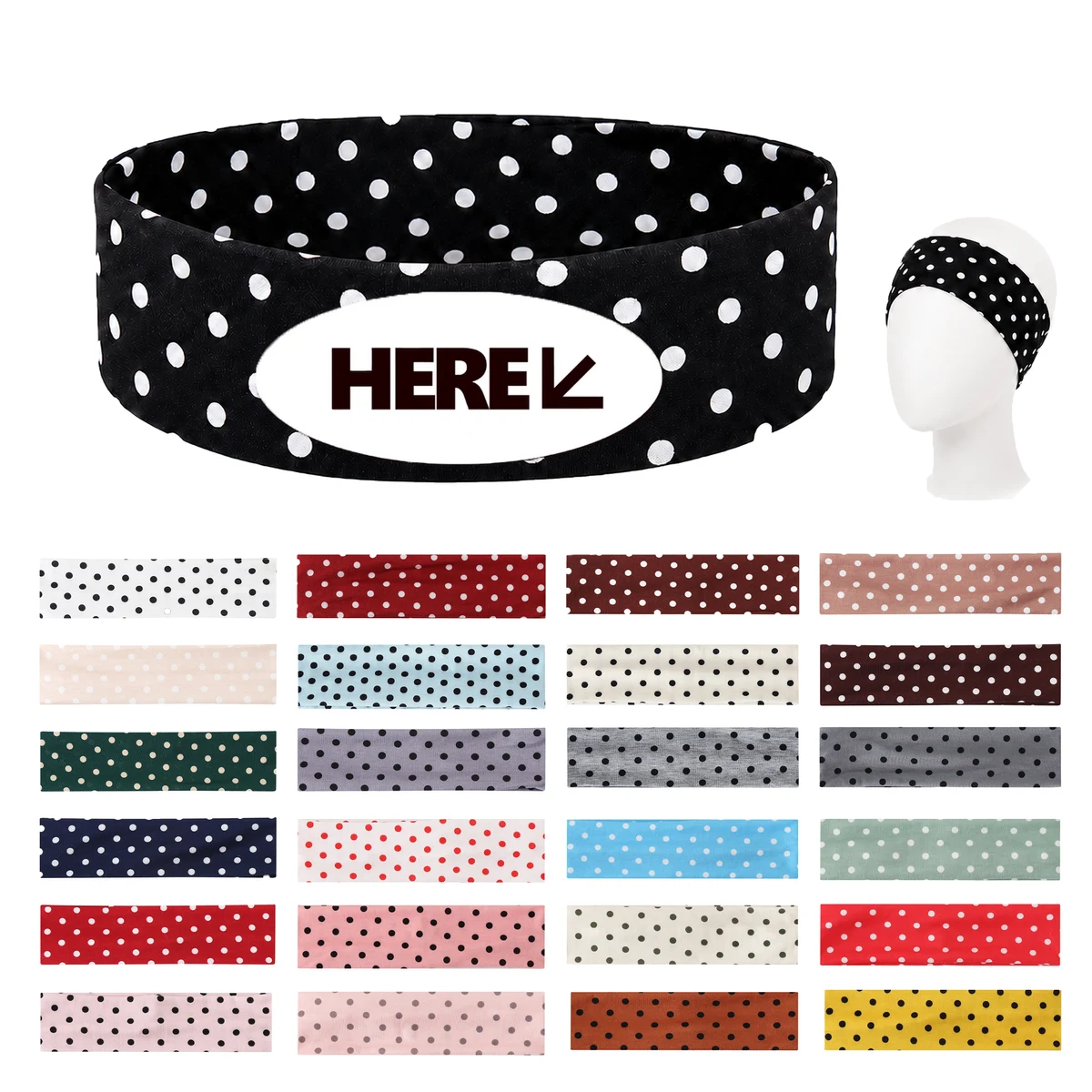 Polka Dot Stretch Athletic Headband 1