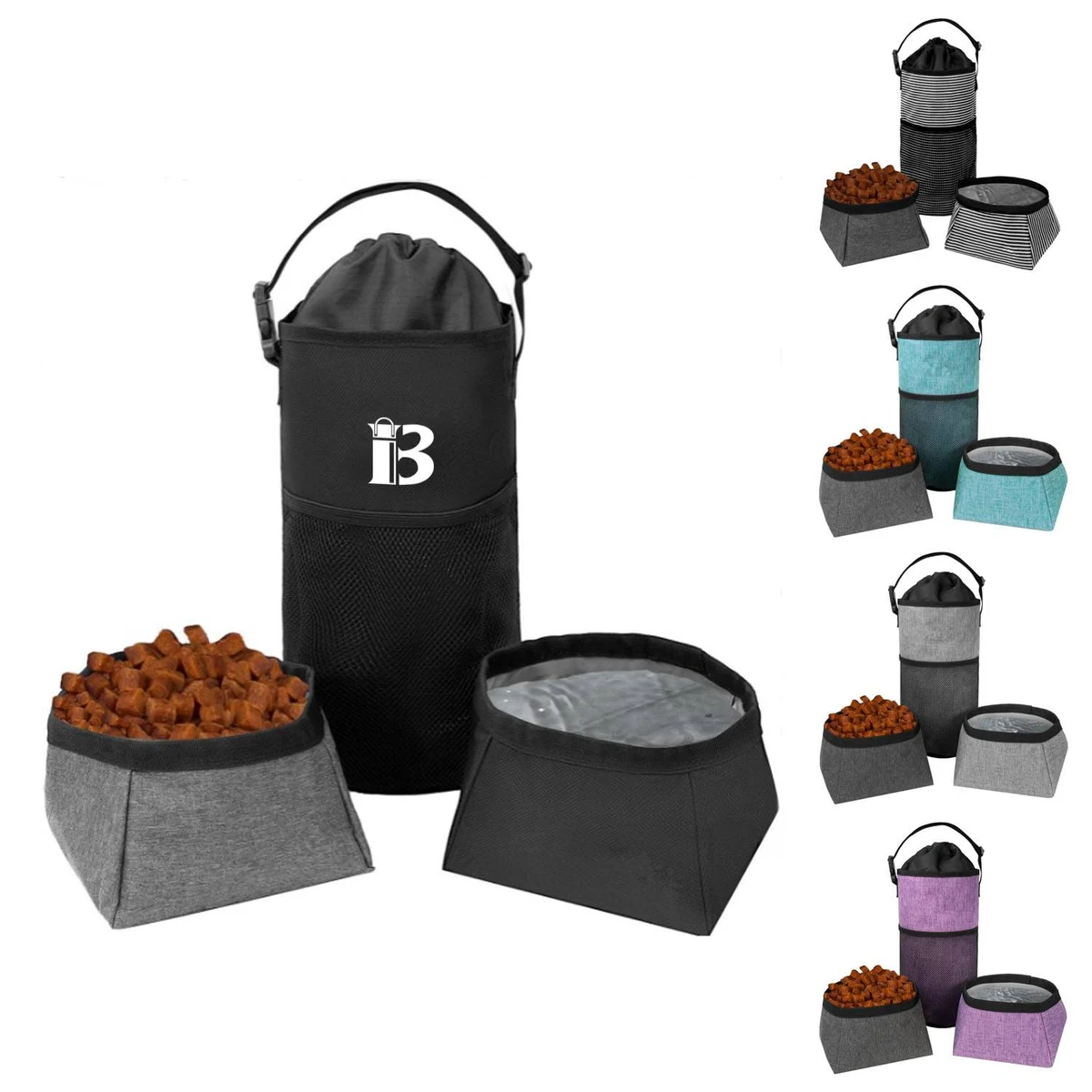 Foldable Waterproof Polyester Dog Food Bag and Bowls Set 1