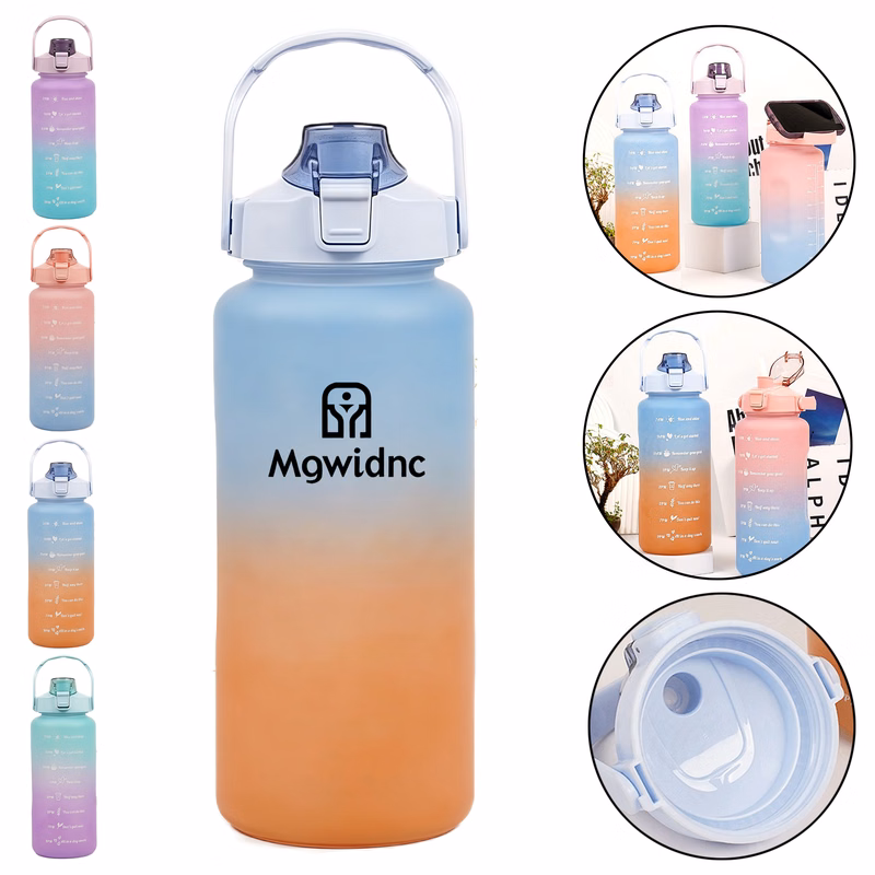 2L Gradient Plastic Water Bottle - Large Capacity