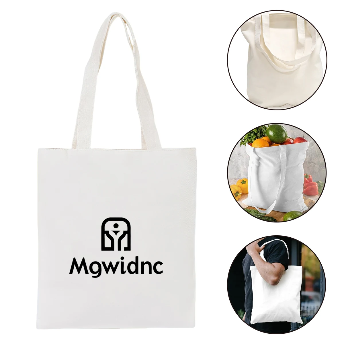 Small White Canvas Tote Bag - Eco-Friendly Reusable Large Durable Handbag 1