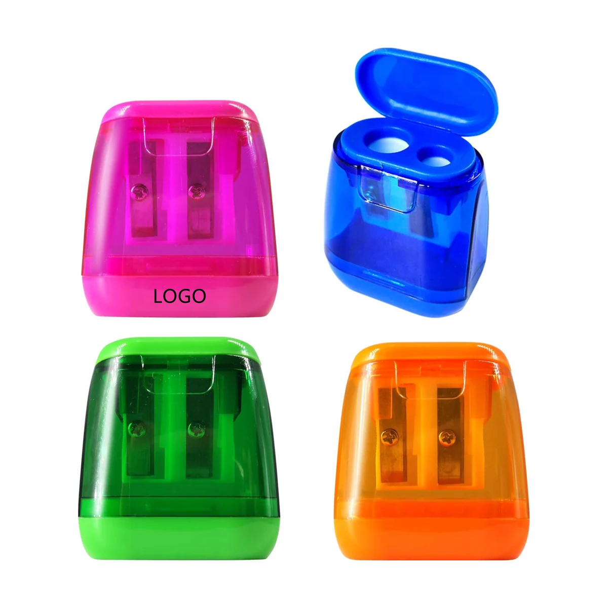 Pack 4 Colorful Compact Dual Holes Manual Pencil Sharpener 1