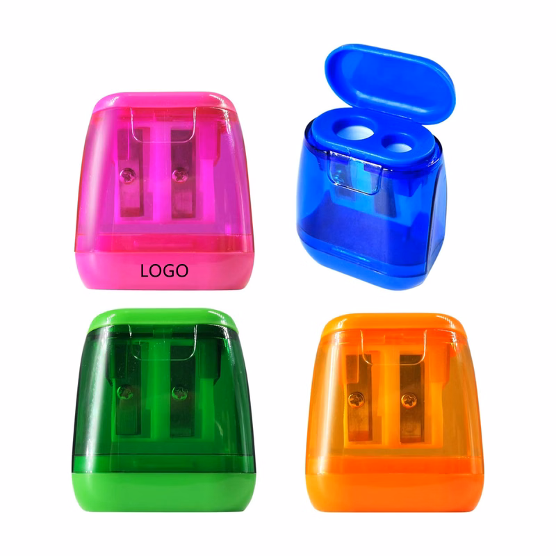 Pack 4 Colorful Compact Dual Holes Manual Pencil Sharpener