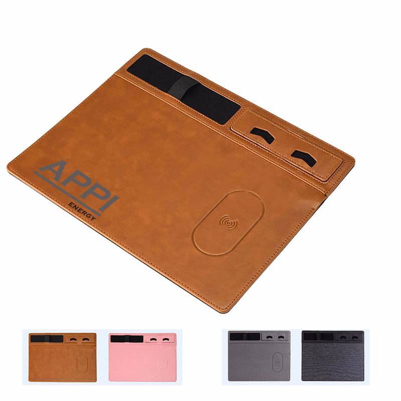 PU Leather Wireless Charger Mouse Pad
