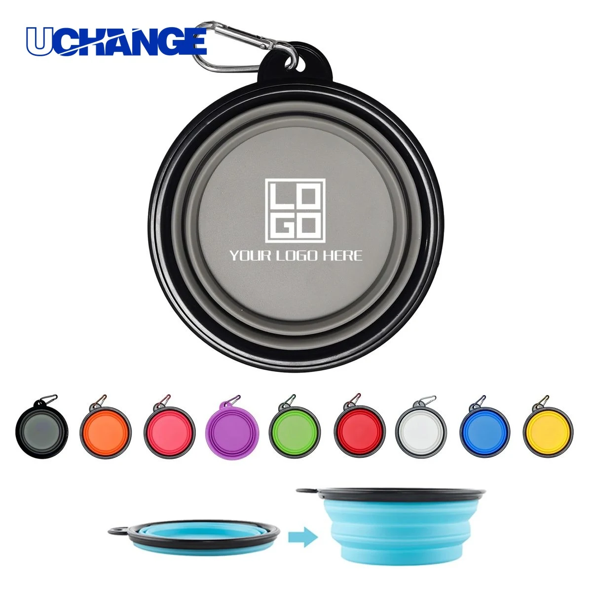 Foldable TPE Dog Bowl Dish With Carabiner 1