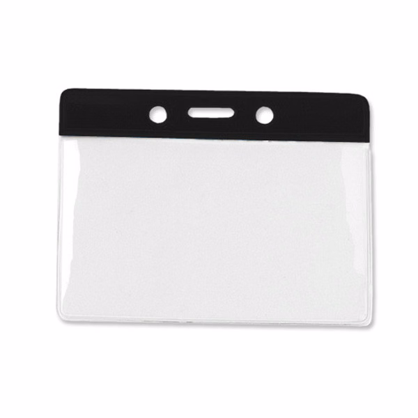 Vinyl Horizontal Top Load Badge Holder(3.69"x 3.25")(Black)