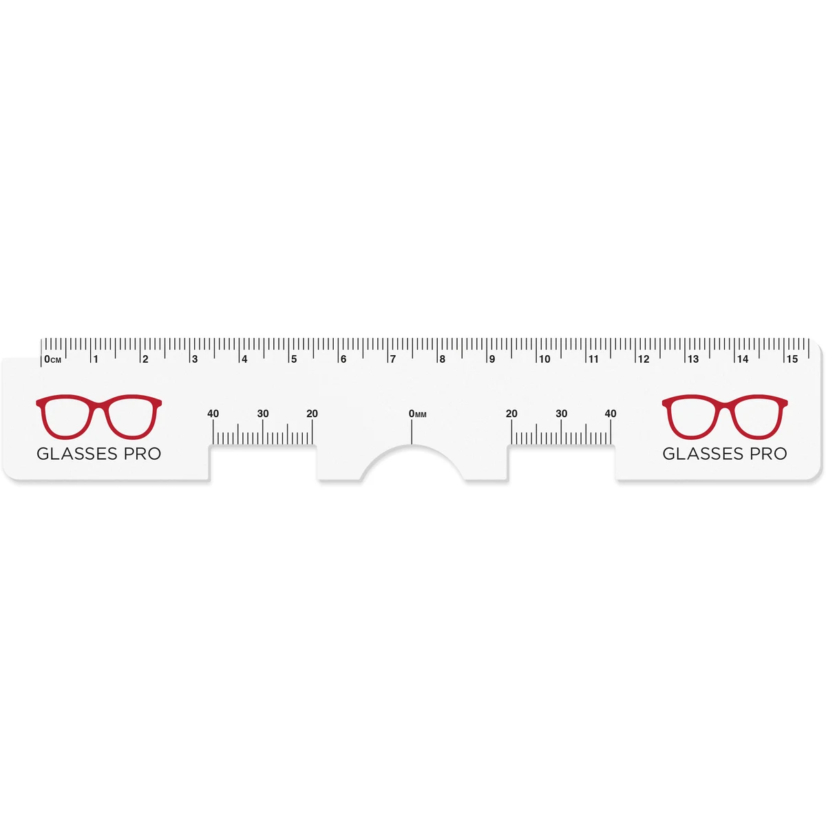 .040 White Styrene Pupil Distance Ruler (1.125" x 6.5") Screen-printed 1