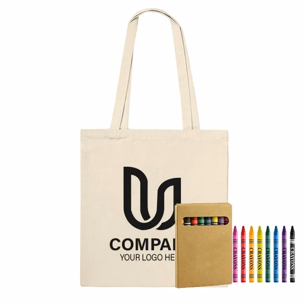 Cotton Canvas Tote Bag with Crayons