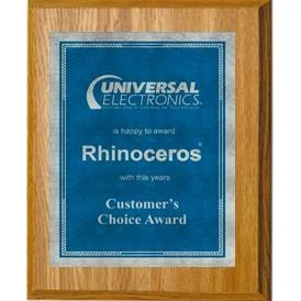 7" x 9" Oak Finish Plaque with a Blue/Silver Victory Sunray Plate 1
