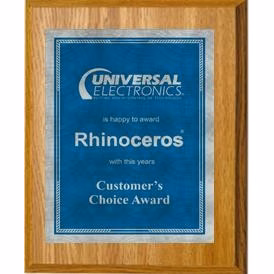 7" x 9" Oak Finish Plaque with a Blue/Silver Victory Sunray Plate