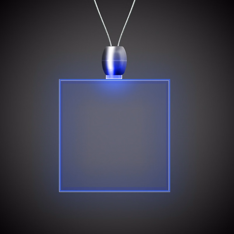 Square Blue Light-Up Acrylic Pendant Necklace