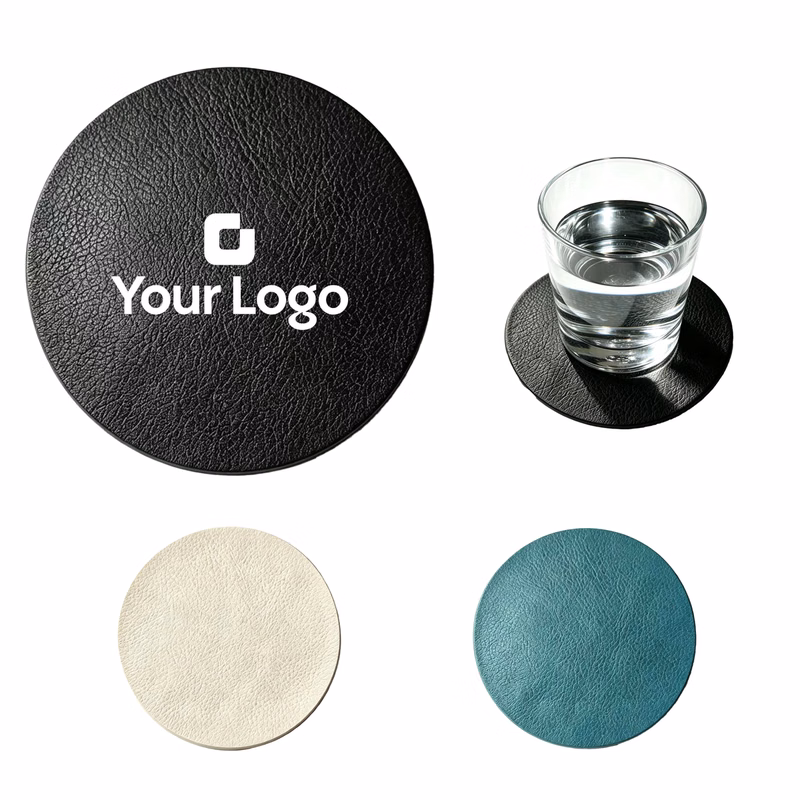Thickened PVC Leather Round Coasters Heat Insulation Mat