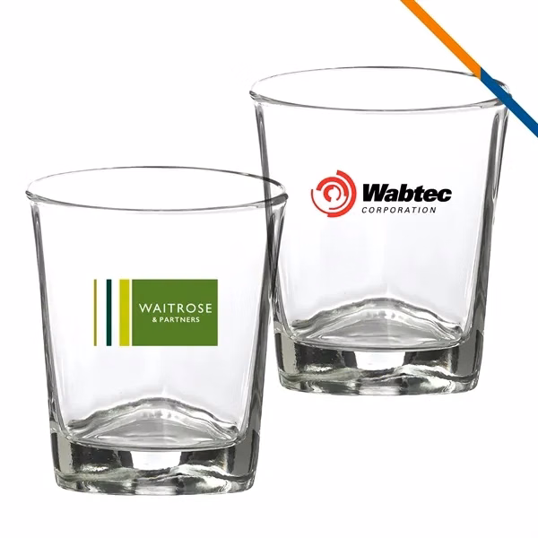Custom 11 oz Triangular Whiskey Glass — Full-Color Stable Design Corporate Gift