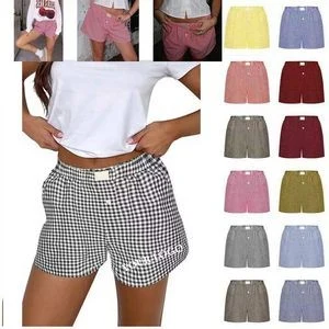 Womens Y2K Lounge Shorts Gingham Boxer Shorts 1
