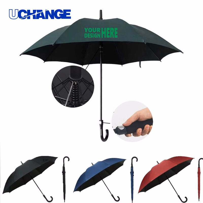 All Fiber Golf Umbrella With Curved Handle for Sports