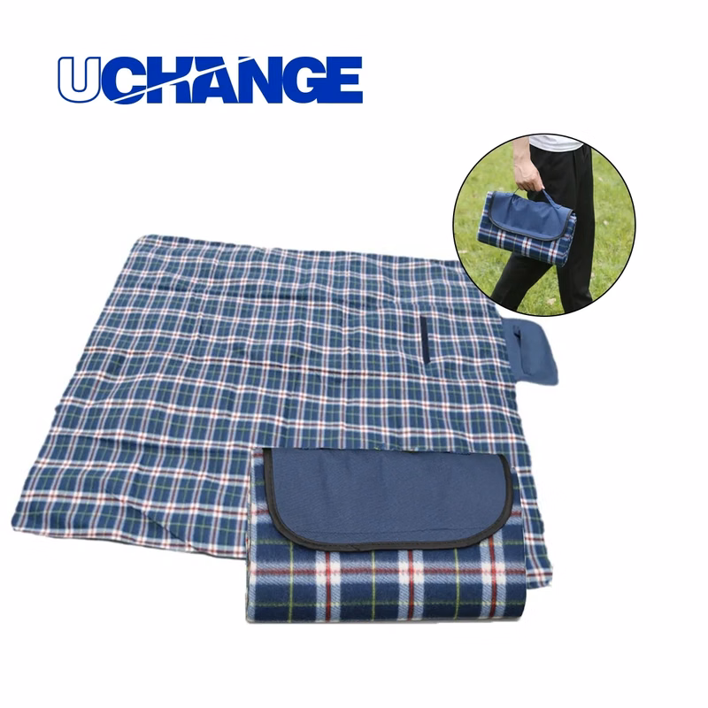 Plaid Foldable Picnic Blanket With Waterproof Backing
