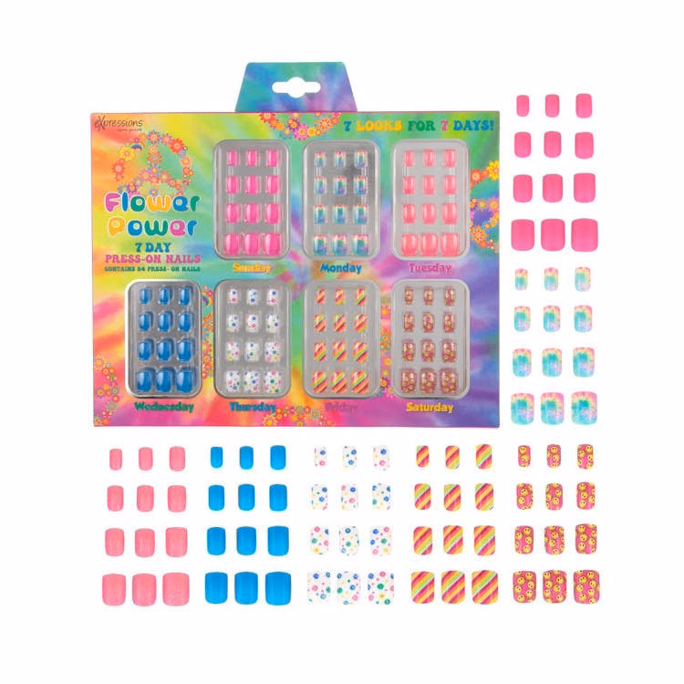 Press-On Nails Manicure Collection - 84 Pieces Flower Power