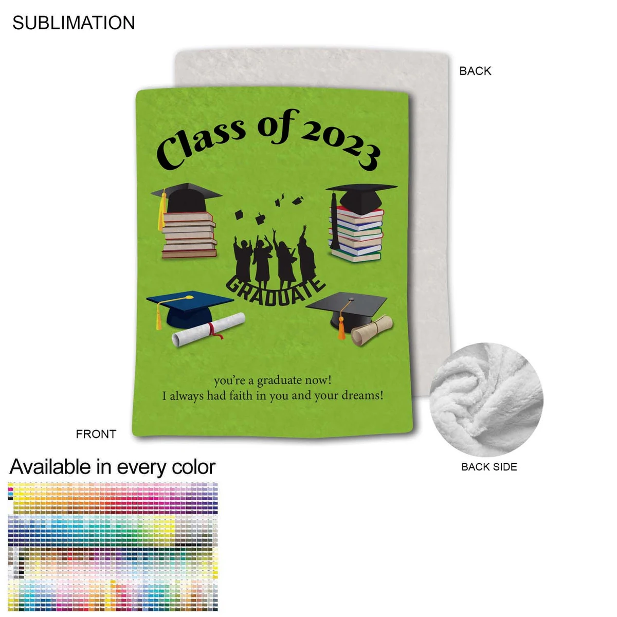 Graduation Blanket in Plush and cozy Mink Flannel Fleece, 60x80, Queen Bed size, Sublimated 1
