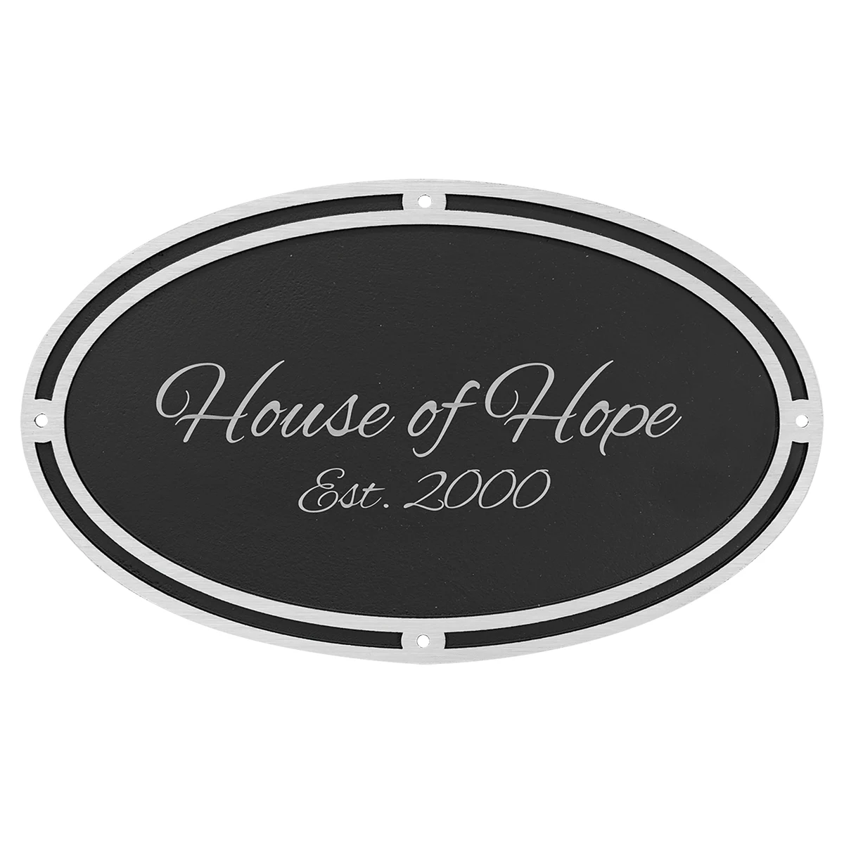 Oval Outdoor Cast Plaque-Flat Back Silver 1