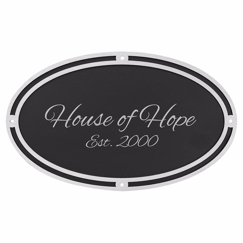 Oval Outdoor Cast Plaque-Flat Back Silver