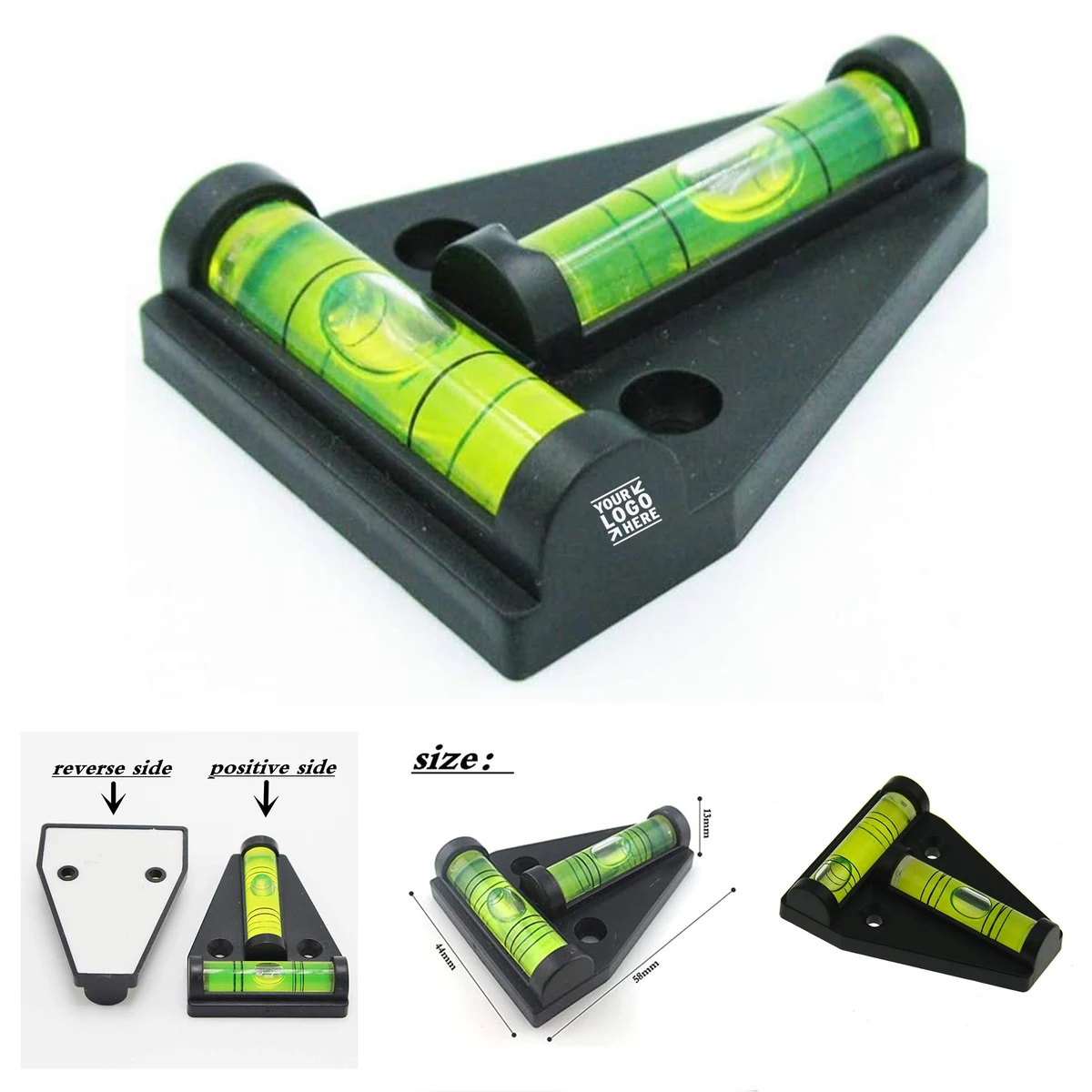 Multi-purpose T Type Black Bidirectional Triangle Horizontal With Base Mounting Hole Level Bubble 1