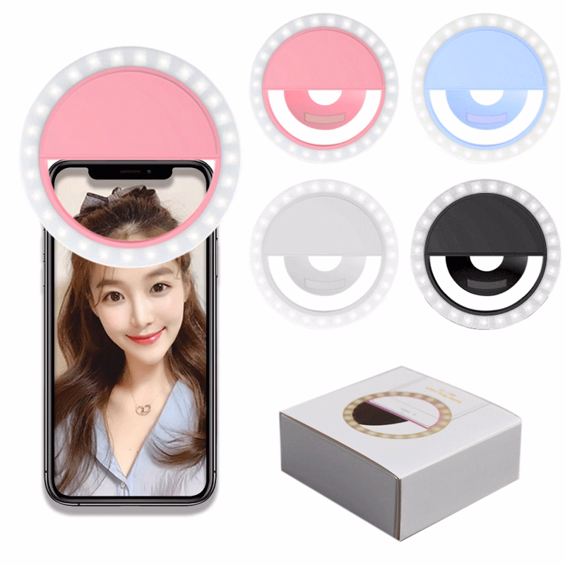 Adjustable Selfie Clip Ring Light with USB