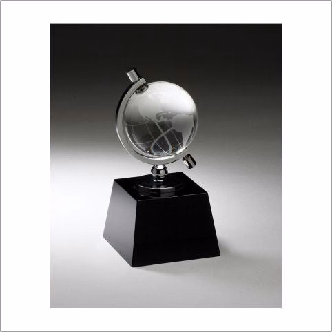 6 Inch Crystal Spinning Globe On Black Base