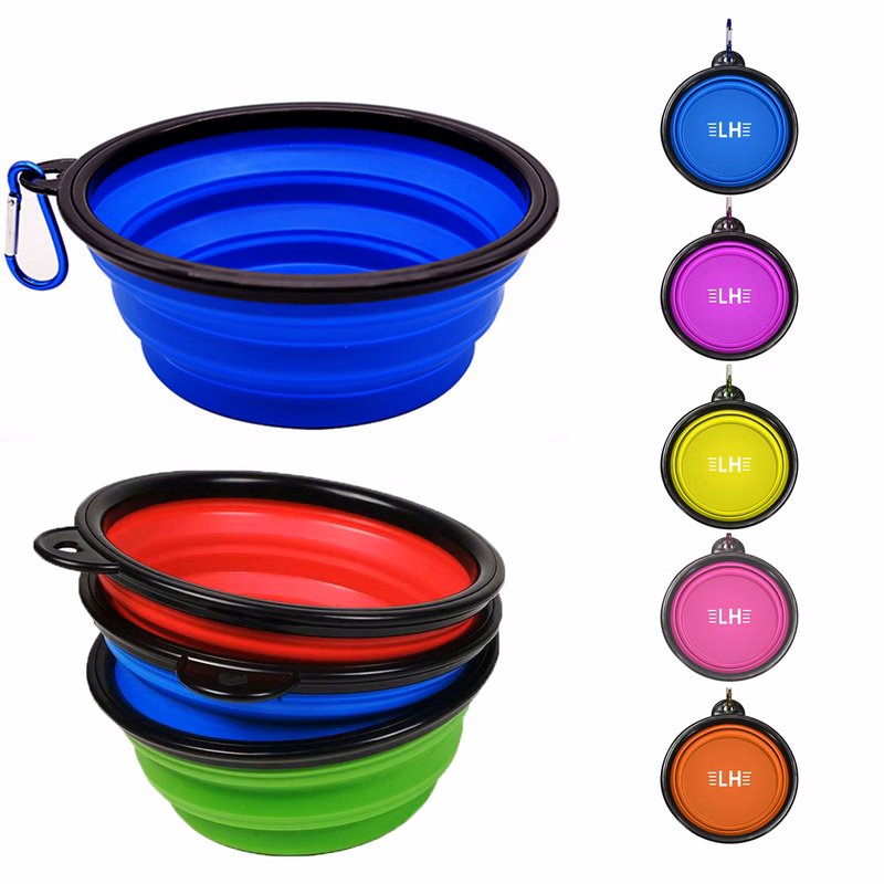 12oz Silkscreen Silicone Pet Bowl With Carabiner