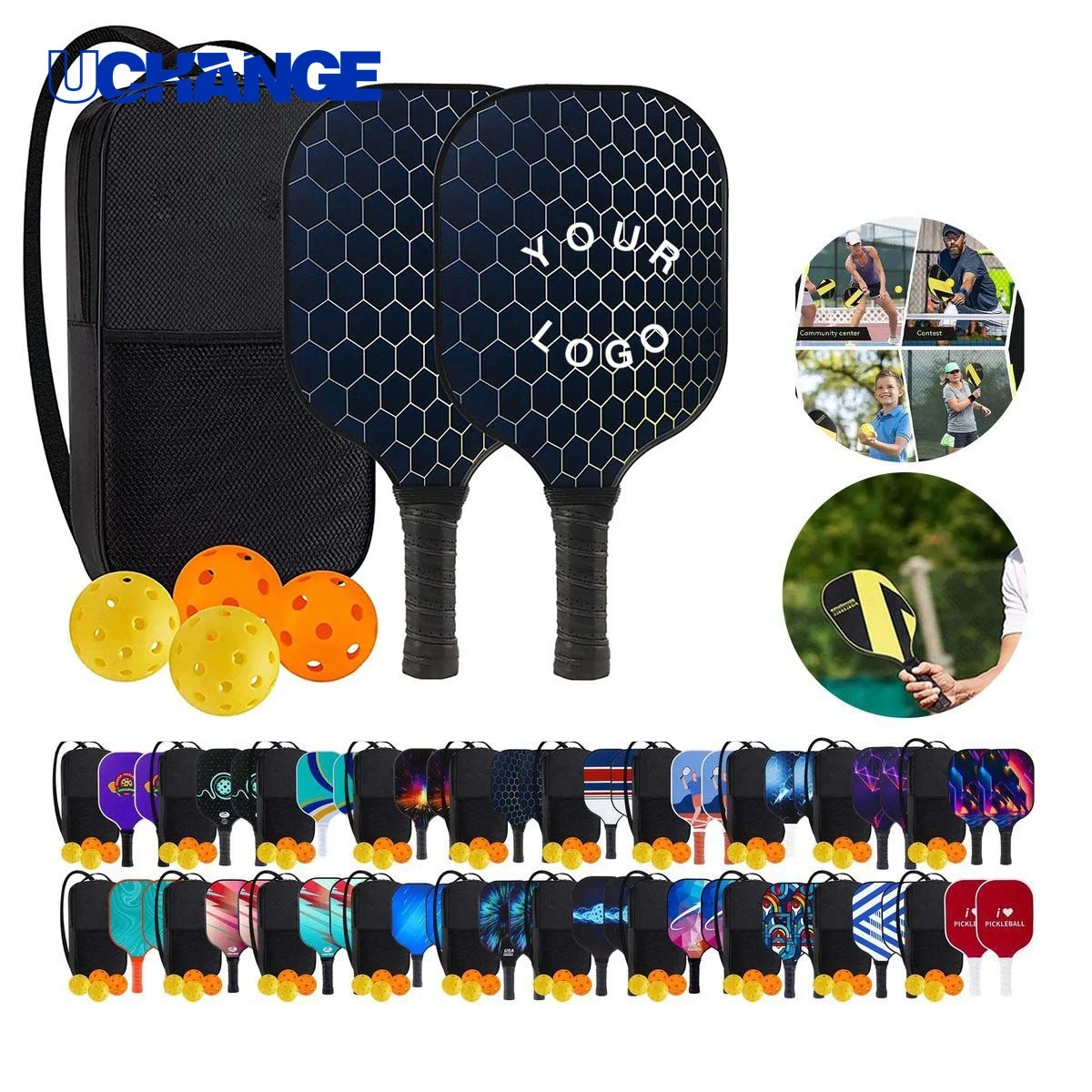 Fiberglass Pickleball Paddle Set with Bag 1