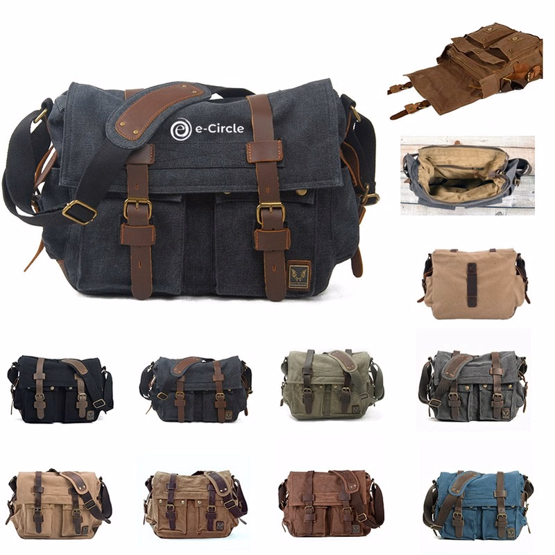 Men's Casual Canvas Leather Messenger Bag