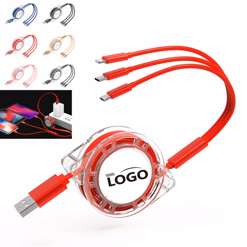 3 In 1 Retractable USB Charger Cable Charging Cord