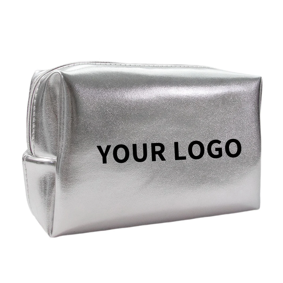 Silver Faux Leather Makeup Cosmetic Bag 1