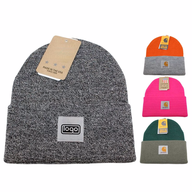 Tooling mixed color thread cloth label knitted hat
