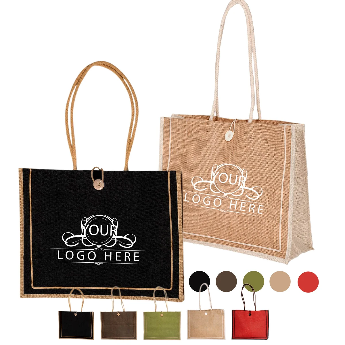 Natural Jute Tote, custom tote bag with logo imprint 1