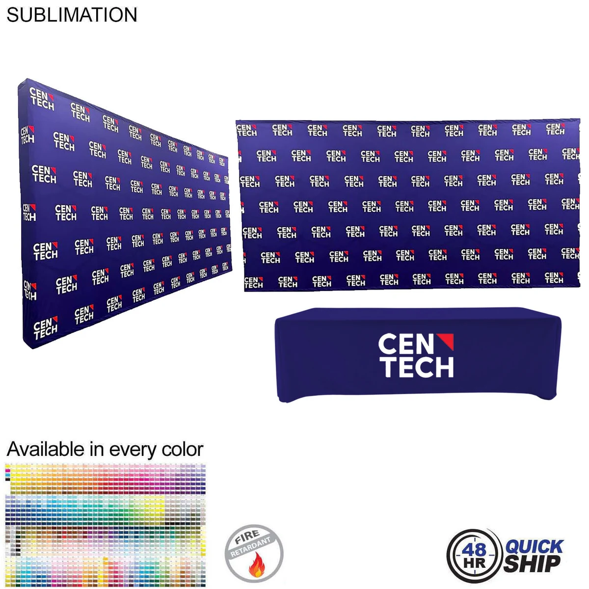 48Hr Quick - Tradeshow booth package Ultra, 15' Straight Wall with Wrap End Caps & 8' tablecloth 1