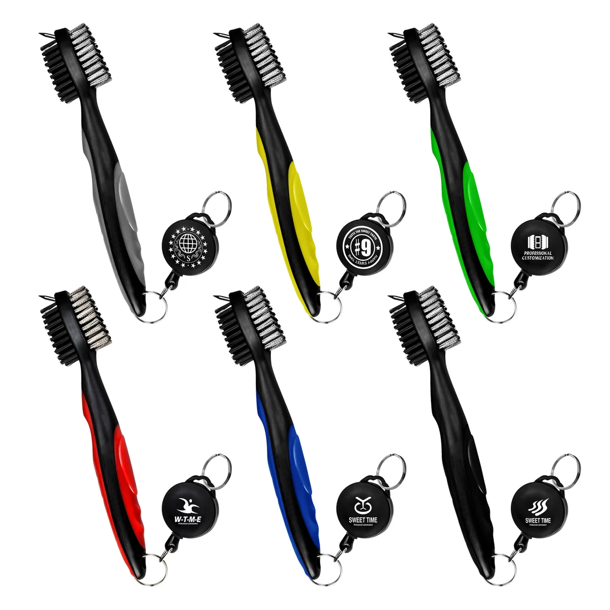 Golf Club Cleaning Brush/Groove Cleaner with Retractable Carabiner 1