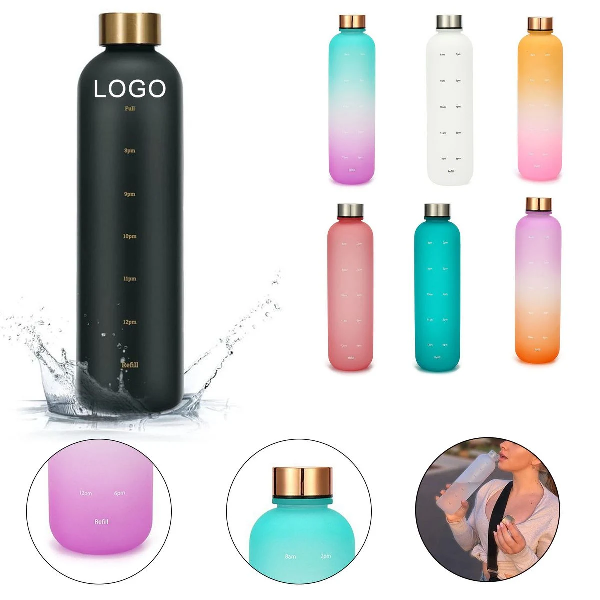 32 OZ Water Bottle with Time Marker 1