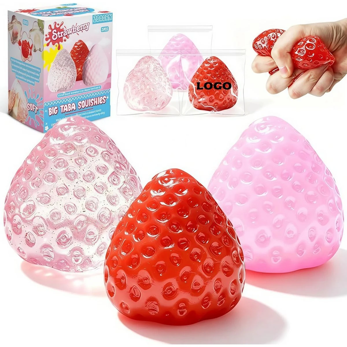 Cute Strawberry Squeeze Toys Sticky Stress Relief Squishies 1